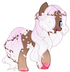 Size: 1280x1318 | Tagged: safe, artist:m-00nlight, derpibooru import, oc, earth pony, pony, female, flower, flower in hair, mare, simple background, solo, transparent background