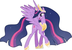 Size: 4347x3026 | Tagged: safe, artist:helenosprime, derpibooru import, princess twilight 2.0, twilight sparkle, twilight sparkle (alicorn), alicorn, pony, the last problem, crown, female, hoof shoes, jewelry, looking back, mare, older, older twilight, open mouth, peytral, raised hoof, regalia, simple background, solo, spread wings, transparent background, vector, wings