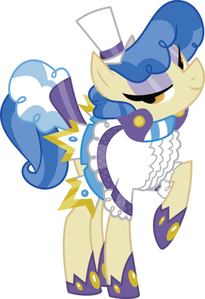 Size: 5783x8442 | Tagged: safe, artist:wissle, derpibooru import, sapphire shores, earth pony, pony, a dog and pony show, absurd resolution, clothes, costume, dress, female, grin, hat, hoof shoes, jewelry, lidded eyes, looking at you, mare, raised hoof, simple background, smiling, solo, transparent background, vector