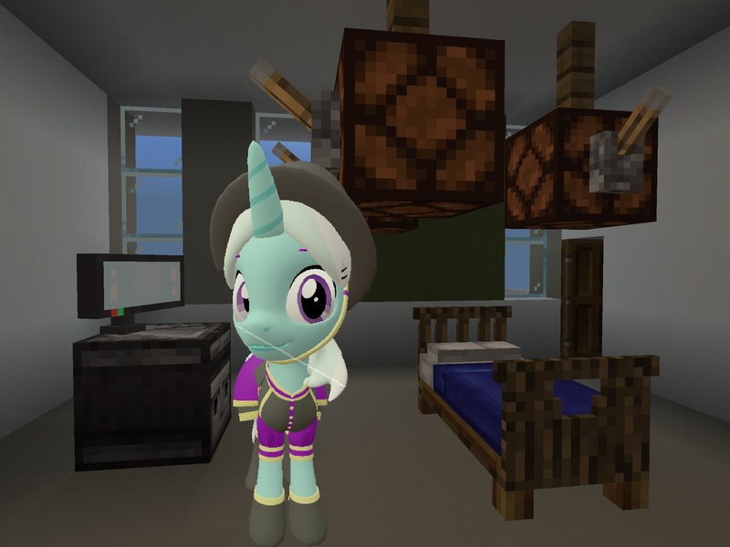 Size: 2048x1536 | Tagged: safe, artist:topsangtheman, derpibooru import, cornetta, pony, unicorn, 3d, clothes, hat, hospital, looking at you, minecraft, operating room, photoshopped into minecraft, solo, source filmmaker, uniform