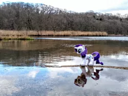 Size: 2048x1536 | Tagged: derpibooru import, irl, photo, photographer:pakapaka1993, plushie, rarity, reflection, safe, solo, water