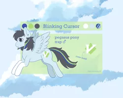 Size: 2500x2000 | Tagged: safe, artist:nekoshanka, derpibooru import, oc, oc:blinking cursor, pegasus, pony, cute, male, reference sheet, socks (coat marking), solo, trap