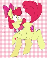 Size: 701x872 | Tagged: safe, artist:mewnikitty, derpibooru import, apple bloom, earth pony, pony, goldie delicious' scarf, heart, heart nostrils, older, older apple bloom, solo