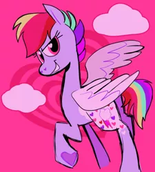 Size: 640x711 | Tagged: safe, artist:mewnikitty, derpibooru import, rainbow dash, pegasus, pony, cloud, heart, solo