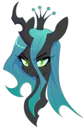 Size: 800x1227 | Tagged: artist:lolopan, black background, bust, changeling, changeling queen, crown, dead source, derpibooru import, female, jewelry, looking at you, portrait, queen chrysalis, regalia, safe, simple background, solo, transparent background