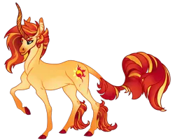Size: 10000x8000 | Tagged: safe, artist:emeraldblast63, artist:turnipberry, deleted from derpibooru, derpibooru import, sunset shimmer, classical unicorn, pony, unicorn, absurd resolution, cloven hooves, curved horn, female, horn, kirin horn, leonine tail, mare, raised hoof, realistic horse legs, redesign, simple background, solo, trace, transparent background, unshorn fetlocks