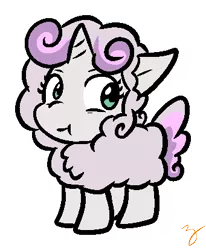 Size: 341x413 | Tagged: safe, artist:zutcha, derpibooru import, sweetie belle, pony, sheep, unicorn, animal costume, clothes, costume, sheepie belle, simple background, solo, transparent background