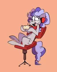 Size: 2956x3694 | Tagged: adorkable, artist:fluttershythekind, chair, controller, cute, derpibooru import, dork, excited, gaming chair, gaming headset, happy, headphones, headset, oc, oc:cinnabyte, open mouth, safe, smiling, unofficial characters only