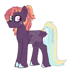 Size: 1024x1020 | Tagged: safe, artist:spectrumnightyt, derpibooru import, oc, oc:sunday morning, pegasus, pony, deviantart watermark, female, heterochromia, magical lesbian spawn, mare, obtrusive watermark, offspring, parent:fluttershy, parent:rainbow dash, parents:flutterdash, simple background, solo, transparent background, watermark