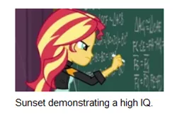 Size: 268x173 | Tagged: safe, derpibooru import, edit, edited screencap, screencap, sunset shimmer, acadeca, equestria girls, friendship games, math, solo