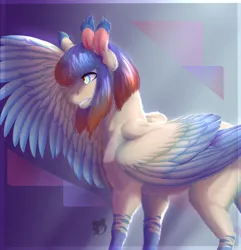 Size: 2520x2615 | Tagged: safe, artist:queendarkselis, derpibooru import, oc, pegasus, pony, female, mare, solo, two toned wings, wings