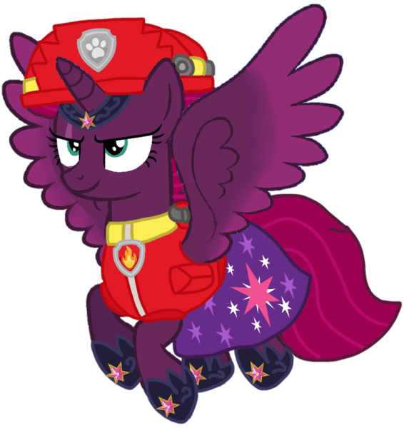 Size: 956x1014 | Tagged: safe, artist:徐詩珮, derpibooru import, fizzlepop berrytwist, tempest shadow, alicorn, pony, series:sprglitemplight diary, series:sprglitemplight life jacket days, series:springshadowdrops diary, series:springshadowdrops life jacket days, alicornified, alternate universe, base used, clothes, cute, marshall (paw patrol), paw patrol, race swap, simple background, tempesticorn, transparent background