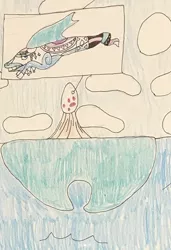 Size: 400x586 | Tagged: artist:whistle blossom, cloud, day, derpibooru import, egg, island, koholint island, ocean, safe, sky, sun, the legend of zelda, the legend of zelda: link's awakening, traditional art, water, wind fish, wind fish's egg, windigo