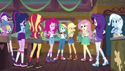 Size: 1280x720 | Tagged: suggestive, derpibooru import, edit, edited screencap, screencap, applejack, fluttershy, pinkie pie, rainbow dash, rarity, sci-twi, spike, starlight glimmer, sunset shimmer, trixie, twilight sparkle, dog, human, equestria girls, legend of everfree, breastfeeding, breasts, clothes, converse, female, humane five, humane seven, humane six, male, shipping, shoes, sparlight, spike the dog, straight, sucking, suckling, when you see it