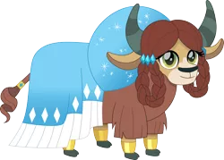 Size: 2090x1500 | Tagged: alternate universe, artist:cloudyglow, clothes, cloudyglowverse, cloven hooves, cute, derpibooru import, dress, female, monkey swings, older, older yona, safe, simple background, smiling, solo, transparent background, yak, yona, yonadorable