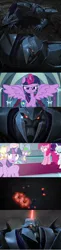 Size: 1280x5272 | Tagged: alicorn, applejack, clash of hasbro's titans, derpibooru import, dragon, dreadwing, edit, edited screencap, fluttershy, megatron, pinkie pie, rarity, safe, screencap, spike, the ending of the end, transformers, transformers prime, twilight sparkle, twilight sparkle (alicorn), vehicon, winged spike