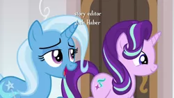 Size: 1920x1080 | Tagged: safe, derpibooru import, screencap, starlight glimmer, trixie, pony, unicorn, a horse shoe-in, duo, female, mare, opening credits, school of friendship