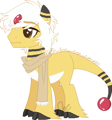 Size: 369x395 | Tagged: safe, artist:the-iron-bull, derpibooru import, ponified, ampharos, pony, base used, clothes, cloven hooves, hoof fluff, male, pokémon, scarf, simple background, solo, transparent background