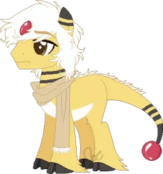 Size: 369x395 | Tagged: safe, artist:the-iron-bull, derpibooru import, ponified, ampharos, pony, base used, clothes, cloven hooves, hoof fluff, male, pokémon, scarf, simple background, solo, transparent background