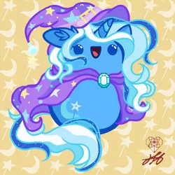 Size: 3000x3000 | Tagged: artist:stainedglasslighthea, chibi, cute, derpibooru import, diatrixes, ear fluff, food, open mouth, potato, safe, solo, trixie