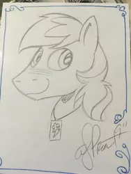 Size: 3024x4032 | Tagged: artist:andypriceart, derpibooru import, dog tags, male, monochrome, oc, oc:shade flash, pegasus, safe, sketch, solo, stallion, traditional art, unofficial characters only