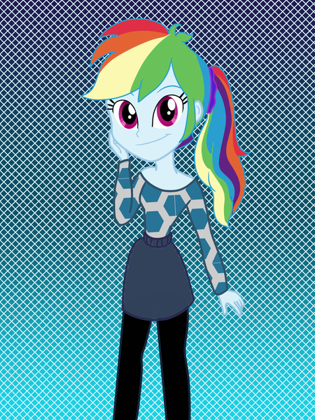 Size: 1536x2048 | Tagged: safe, artist:saltymango, derpibooru import, rainbow dash, equestria girls, alternate clothes, alternate hairstyle, clothes, cute, dashabetes, leggings, looking at you, rainbow dash always dresses in style, solo, sweater