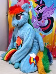 Size: 2048x2675 | Tagged: alicorn, artist:rogerdaily, bed, clothes, cosplay, costume, derpibooru import, fursuit, human, irl, irl human, photo, pinkie pie, plushie, ponysuit, rainbow dash, safe, twilight sparkle, twilight sparkle (alicorn)