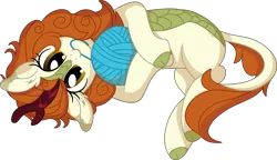 Size: 8925x5146 | Tagged: absurd resolution, artist:cyanlightning, autumn blaze, awwtumn blaze, behaving like a cat, cute, daaaaaaaaaaaw, derpibooru import, female, hnnng, kirin, looking at you, lying down, mouth hold, safe, simple background, solo, .svg available, transparent background, vector, yarn, yarn ball