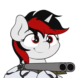 Size: 3500x3500 | Tagged: safe, artist:ljdamz1119, derpibooru import, oc, oc:blackjack, unofficial characters only, cyborg, pony, unicorn, fallout equestria, fallout equestria: project horizons, cyber legs, fallout, fanfic art, gun, shotgun, simple background, solo, transparent background, weapon