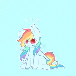 Size: 768x768 | Tagged: safe, artist:jisuppe, derpibooru import, rainbow dash, pegasus, pony, chibi, colored pupils, cute, dashabetes, eye clipping through hair, solo, watermark