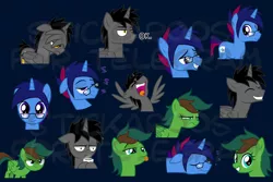 Size: 1772x1181 | Tagged: artist:earth_pony_colds, derpibooru import, glasses, looking at you, obtrusive watermark, oc, oc:marquis majordome, oc:sano dash, oc:windy barebow evergreen, safe, show accurate, sticker, telegram sticker, unofficial characters only, watermark