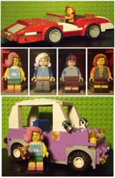 Size: 1024x1587 | Tagged: safe, artist:grapefruitface1, derpibooru import, fluttershy, sci-twi, sunset shimmer, trixie, twilight sparkle, equestria girls, car, irl, lego, minifig, minifigs, photo, toy