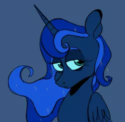 Size: 688x672 | Tagged: safe, artist:woollily, derpibooru import, princess luna, alicorn, pony, bust, gray background, simple background, solo