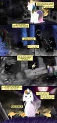 Size: 1000x2135 | Tagged: grimdark, artist:nimaru, derpibooru import, alicorn, pony, comic:crabapple and willow, blood, bone, comic, death, fire, magic, skeleton