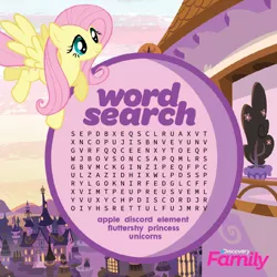 Size: 1000x1000 | Tagged: derpibooru import, discovery family, fluttershy, official, puzzle, safe, word, word search