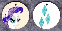 Size: 1014x507 | Tagged: artist:malte279, craft, cutie mark, derpibooru import, jewelry, pendant, rarity, safe, traditional art, wood