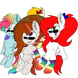 Size: 1378x1378 | Tagged: safe, artist:circuspaparazzi5678, derpibooru import, oc, oc:circus paparazzi, oc:dusky blitz, oc:exotic butters, oc:rainbow blitz, unofficial characters only, earth pony, pegasus, semi-anthro, clothes, coffin, coffin dance, meme, multicolored hair, not rainbow dash, rainbow hair, rainbow socks, simple background, socks, solo, striped socks, sunglasses, transparent background