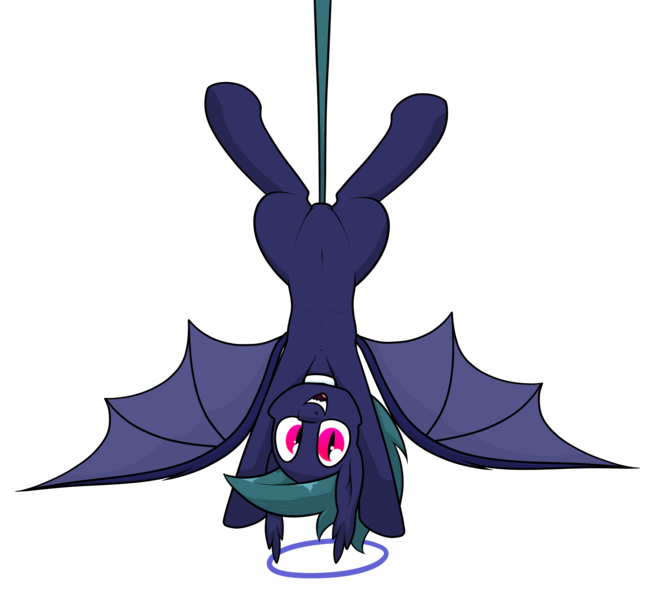 Size: 2332x2159 | Tagged: safe, artist:moonatik, derpibooru import, oc, oc:marcus bat, unofficial characters only, bat pony, pony, art trade, bat pony oc, bat wings, collar, featureless crotch, hanging, hanging by tail, hanging upside down, looking at you, male, simple background, solo, spread wings, stallion, transparent background, upside down, wings