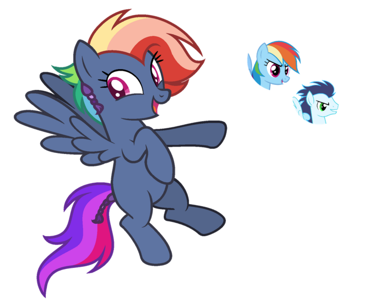 Size: 1024x828 | Tagged: safe, artist:sapphiretwinkle, derpibooru import, rainbow dash, soarin', oc, pegasus, pony, female, mare, offspring, parent:rainbow dash, parent:soarin', parents:soarindash, simple background, transparent background