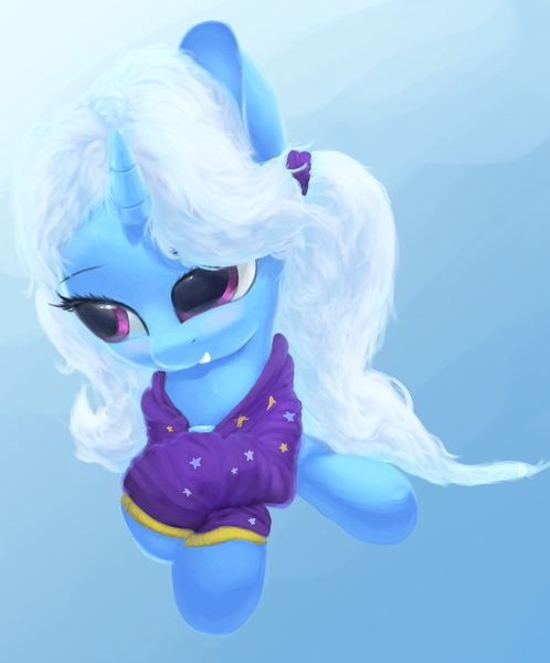 Size: 2780x3350 | Tagged: safe, artist:vultraz, derpibooru import, trixie, unicorn, alternate hairstyle, babysitter trixie, clothes, cute, diatrixes, female, gameloft interpretation, high res, hoodie, solo