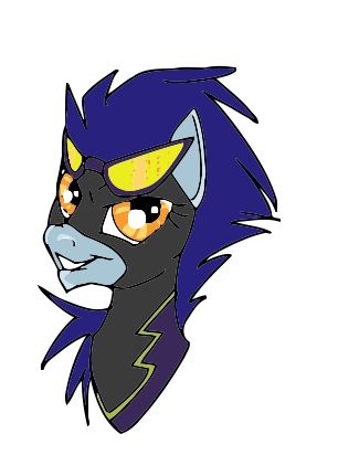 Size: 306x412 | Tagged: safe, artist:mare--in--the--moon, artist:pooryorick, derpibooru import, nightshade, pony, bust, clothes, costume, female, goggles, grin, mare, shadowbolts, shadowbolts (nightmare moon's minions), shadowbolts costume, simple background, smiling, solo, transparent background