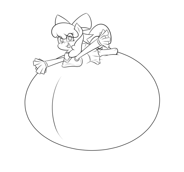 Size: 2833x2643 | Tagged: artist:funble, belly, belly bed, big belly, bow, cheerilee, cheerileeder, cheerleader, derpibooru import, female, huge belly, hyper, hyper belly, hyper pregnancy, impossibly large belly, pom pom, pregnant, questionable, smiling, solo, solo female