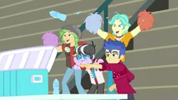 Size: 1920x1080 | Tagged: safe, derpibooru import, screencap, brawly beats, flash sentry, ringo, sandalwood, cheer you on, equestria girls, equestria girls series, spoiler:eqg series (season 2), male