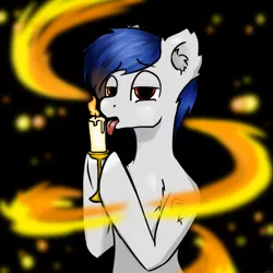 Size: 1024x1024 | Tagged: safe, artist:dark_nidus, derpibooru import, oc, oc:ponywka, pony, candle, fire, looking at you, male, no back, solo