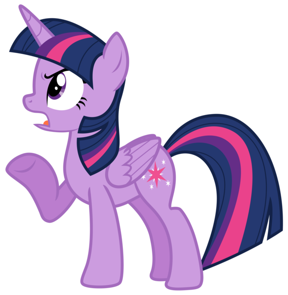 Size: 6320x6466 | Tagged: safe, artist:estories, derpibooru import, twilight sparkle, twilight sparkle (alicorn), alicorn, pony, absurd resolution, female, folded wings, mare, open mouth, raised hoof, show accurate, simple background, solo, transparent background, vector, wings