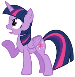 Size: 6320x6466 | Tagged: safe, artist:estories, derpibooru import, twilight sparkle, twilight sparkle (alicorn), alicorn, pony, absurd resolution, female, folded wings, mare, open mouth, raised hoof, show accurate, simple background, solo, transparent background, vector, wings