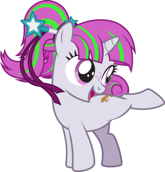 Size: 2168x2257 | Tagged: safe, alternate version, artist:lightning stripe, derpibooru import, edit, oc, oc:zippi, pony, unicorn, accessory-less edit, active stretch, commission, cute, cutie mark, female, filly, foal, freckles, gymnastics, hair bun, hairband, hairpin, horn, missing accessory, one leg raised, pink eyes, pink mane, ponytail, ribbon, show accurate, simple background, smiling, solo, tail bun, transparent background, vector, wand, white coat