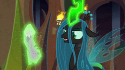 Size: 1920x1080 | Tagged: safe, artist:mixermike622, derpibooru import, edit, edited screencap, screencap, queen chrysalis, oc, oc:fluffle puff, changeling, changeling queen, pony, frenemies (episode), to where and back again, ..., abusive relationship, adorable distress, adoracreepy, angry, animated, anxiety, bad end, badass, badass adorable, bait and switch, beware the nice ones, canon x oc, chainsaw, chrysipuff, creepy, crossing the memes, cute, damsel in distress, dark comedy, dominatrix, duo, faic, fail, fear, female, flapping, former queen chrysalis, frown, gasp, grimderp, gritted teeth, hardcore, help me, helpless, hyperventilating, intimidating, lesbian, looking at each other, mare, meme, menacing, nervous, now you fucked up, obey, oh crap, oh crap face, oh shit, overly attached girlfriend, panic, panic attack, rekt, savage, scared, shipping, shit just got real, shocked, shrunken pupils, sound, standing, submissive, subversion, this will end in death, this will end in pain, this will end in tears, this will end in tears and/or death, threat, threatening, tongue out, wall of tags, wavy mane, webm, what a twist, wide eyes, wings, worried, yandere