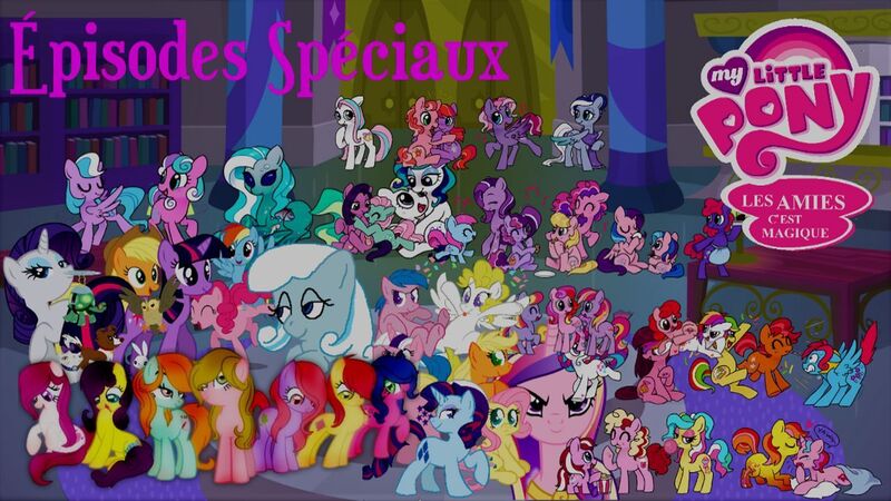 Size: 1280x720 | Tagged: safe, artist:rose80149, derpibooru import, ace, applejack, bon bon, fluttershy, pinkie pie, princess cadance, rainbow dash, rarity, starlight, sweetie drops, twilight sparkle, oc, oc:snowdrop, alicorn, bat pony, changeling, pegasus, pony, unicorn, french, g1, g2, g3, g3.5, g4, teady