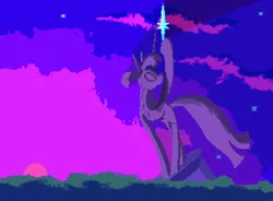 Size: 738x542 | Tagged: safe, artist:cammy, derpibooru import, twilight sparkle, sky, statue, twilight (astronomy), vaporwave